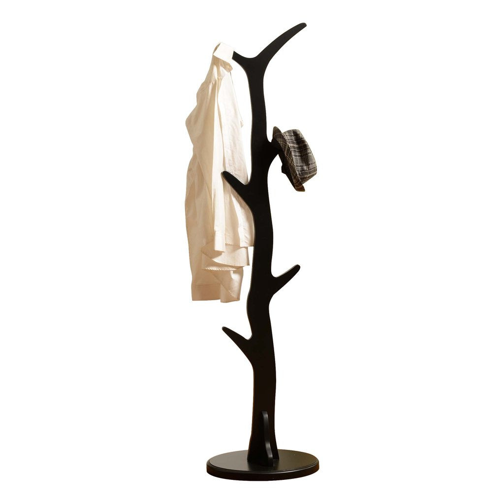 Contemporary Tree Style Wood Coat and Hat Rack Stand