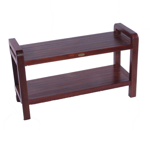 Classic 35 Expanded Teak Spa Bench with Shelf with Lift Aide™ Arms Repurposed