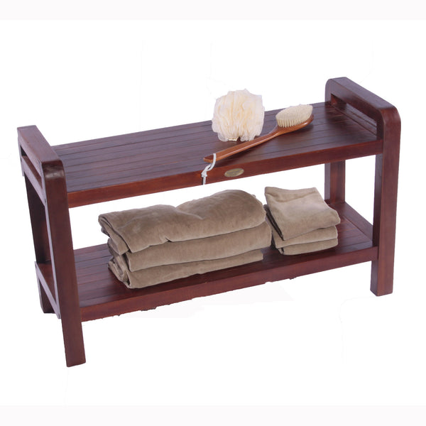 Classic 35 Expanded Teak Spa Bench with Shelf with Lift Aide™ Arms Repurposed