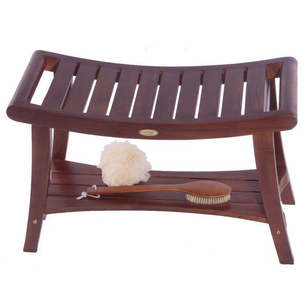 Harmony 30" Teak Asia Shower Bench with Shelf & Lift Aide Arms
