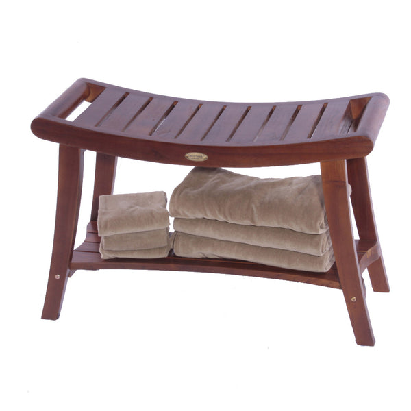 Harmony 30" Teak Asia Shower Bench with Shelf & Lift Aide Arms